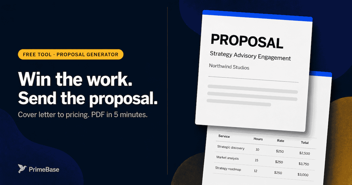 Free proposal generator — create a winning proposal in minutes.
